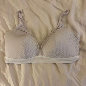 Auden white sheer stripe lightly padded bralette with hook closure size XL